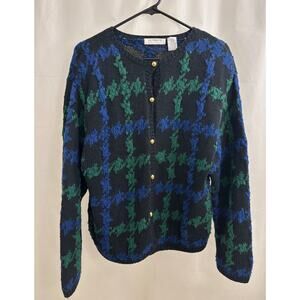 Liz Claiborne Hand-Knit Wool Blend Cardigan Sweater, size L